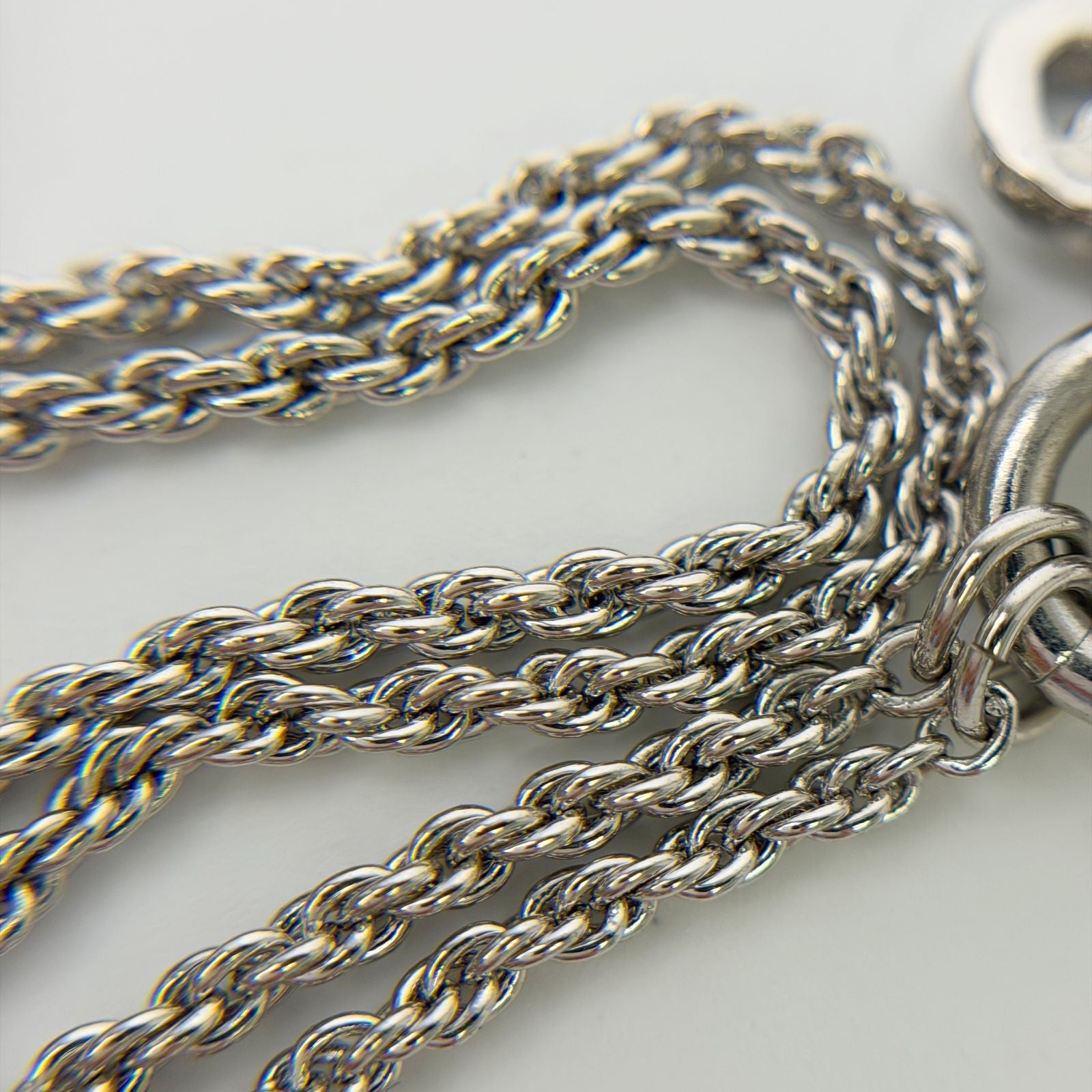 Dior CD Logo Crystal Charm Necklace Plated Rhinestone Silver Vintage — view 6