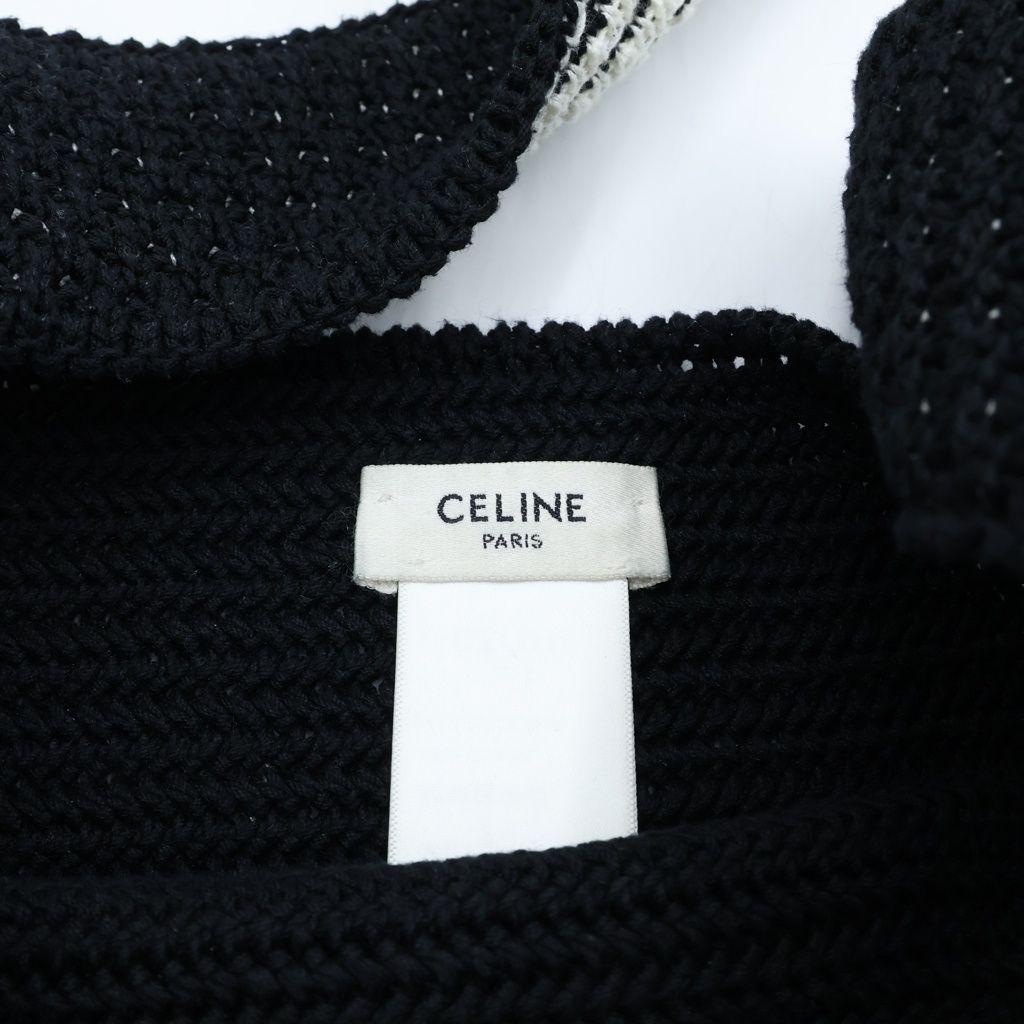 Celine Clochette Logo Shoulder Bag Knit Black White Cotton — view 7
