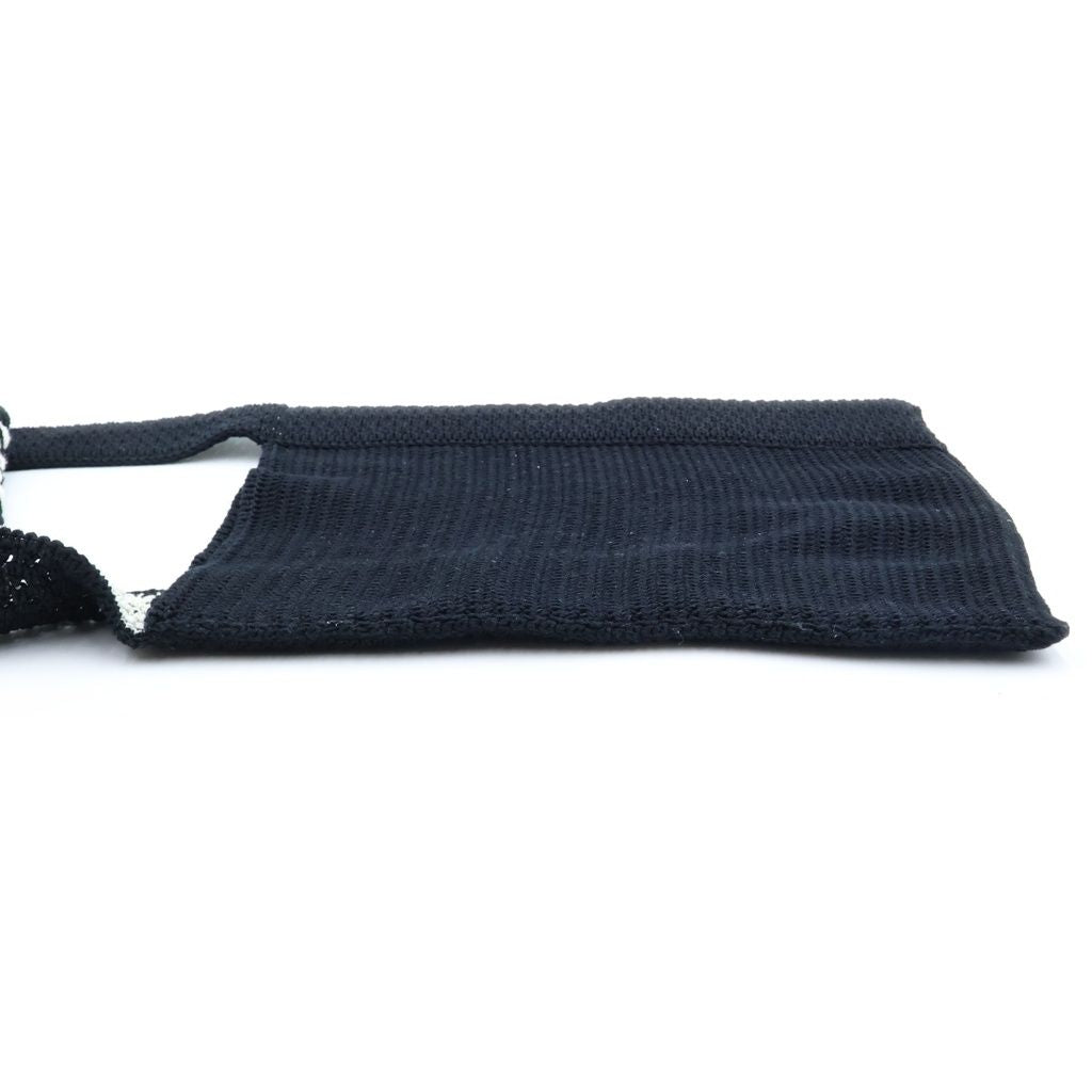 Celine Clochette Logo Shoulder Bag Knit Black White Cotton — view 3