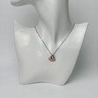 Dior Mother of Pearl Heart D Charm Necklace Plated Silver Pink Vintage