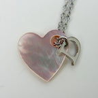 Dior Mother of Pearl Heart D Charm Necklace Plated Silver Pink Vintage — view 3
