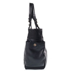 Chanel Paris Biarritz Tote GM Handbag CC Logo Black Silver Canvas Leather — view 3