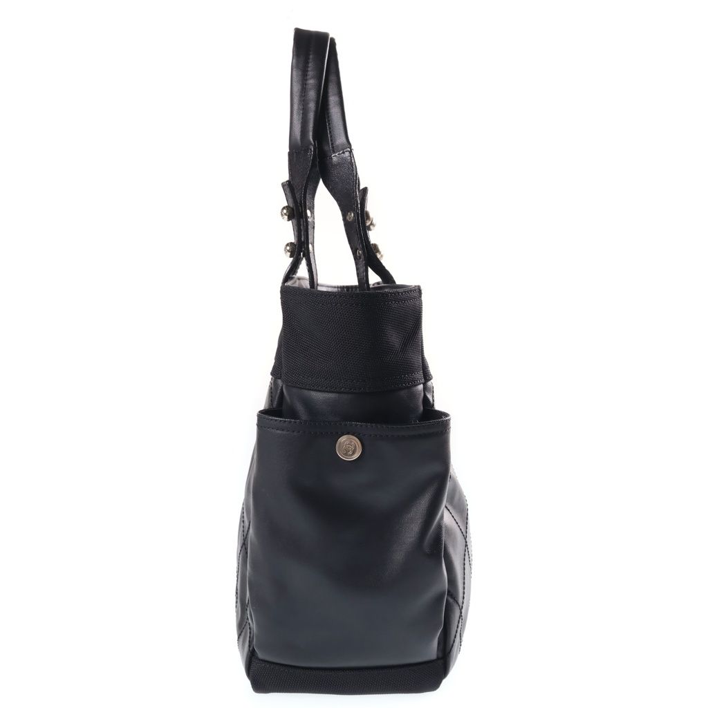 Chanel Paris Biarritz Tote GM Handbag CC Logo Black Silver Canvas Leather — view 3