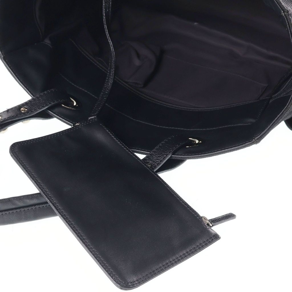 Chanel Paris Biarritz Tote GM Handbag CC Logo Black Silver Canvas Leather — view 7