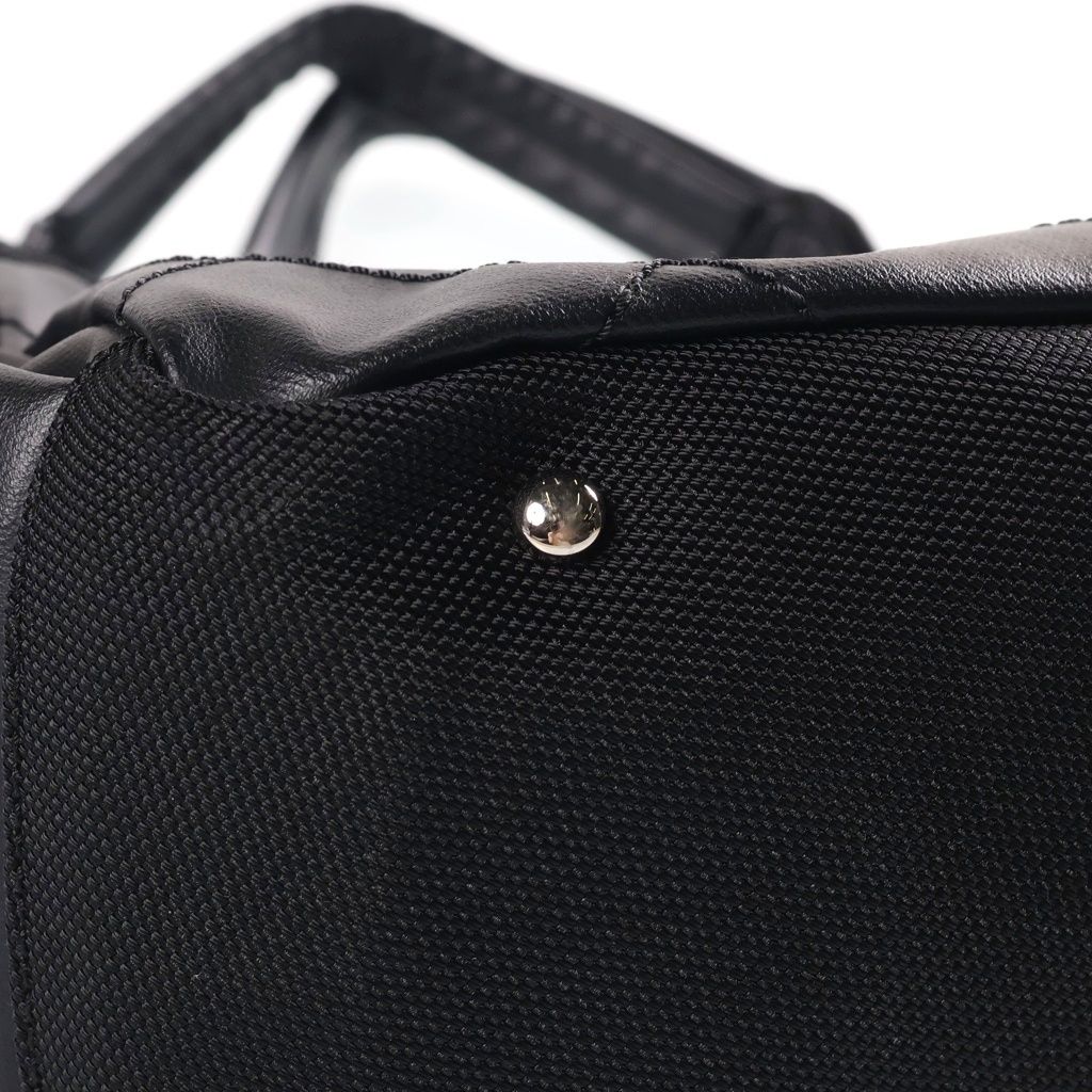 Chanel Paris Biarritz Tote GM Handbag CC Logo Black Silver Canvas Leather — view 5