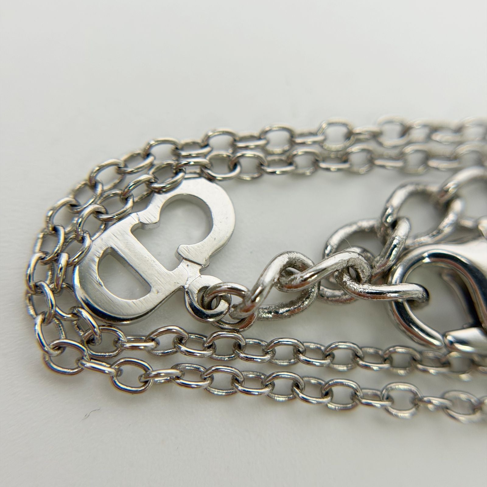 Dior Mother of Pearl Heart D Charm Necklace Plated Silver Pink Vintage — view 6