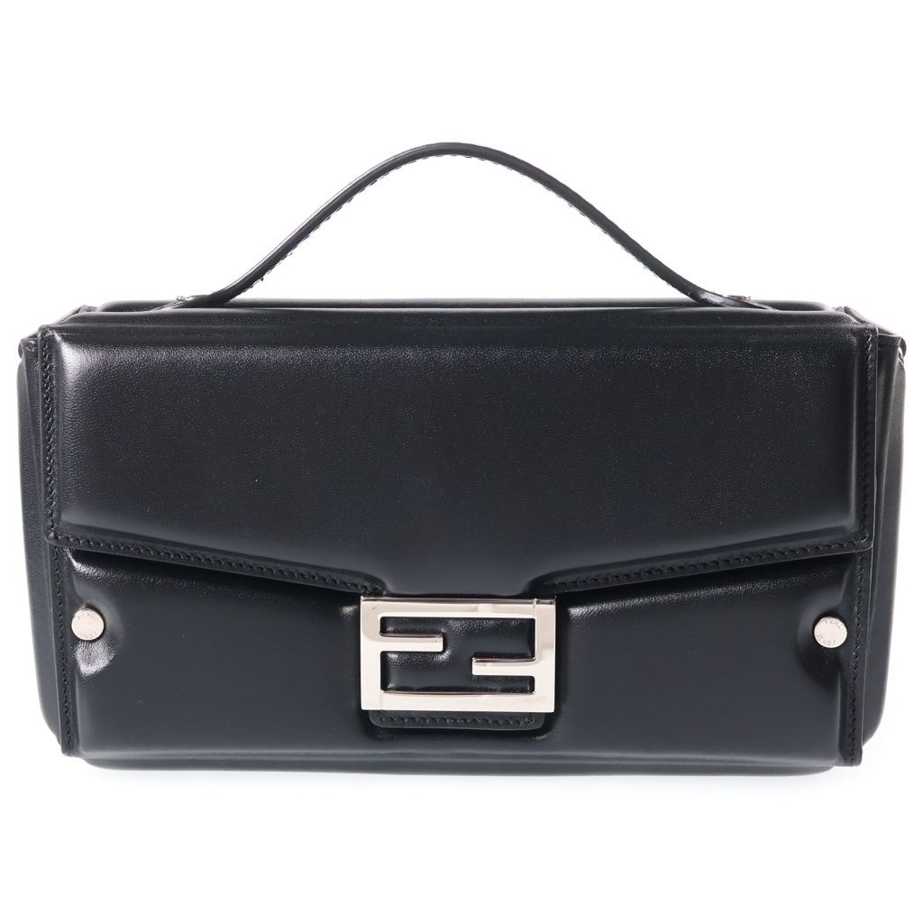 Fendi Baguette Soft Trunk Shoulder Bag 2-Way Black Leather