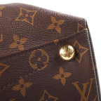 Louis Vuitton Monogram Tote MM Shoulder Bag Leather Brown Khaki White — view 6