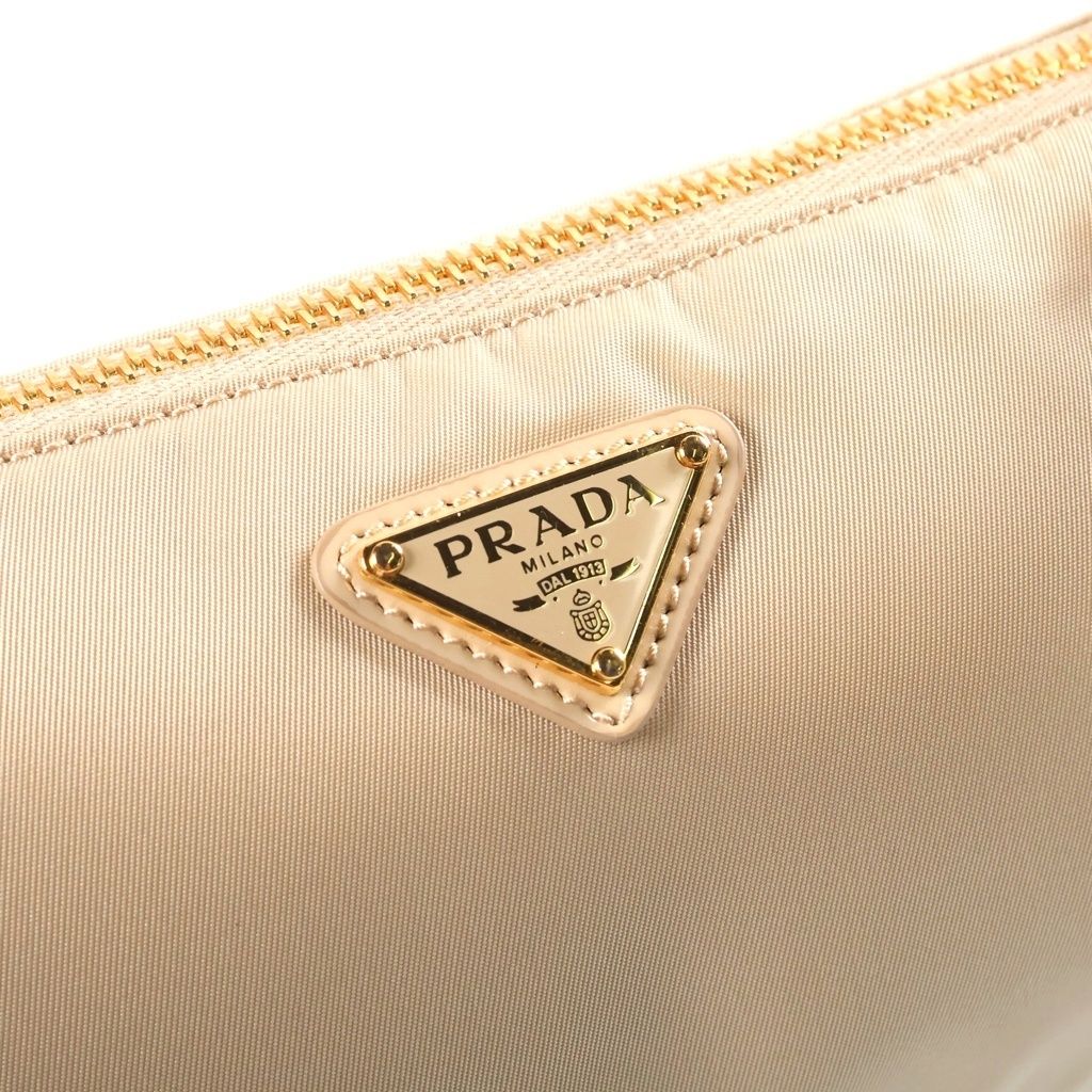Prada Re Edition Tessuto Shoulder Bag Triangle Logo Nylon Leather Beige — view 6