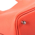 Hermes Picotin Lock PM Taurillon Clemence Silver Handbag Orange Field — view 5