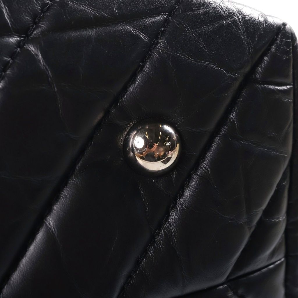 Chanel Cambon Chain Tote Bag V-stitch Leather CC Logo Black — view 6