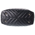 Chanel Cambon Chain Tote Bag V-stitch Leather CC Logo Black — view 4