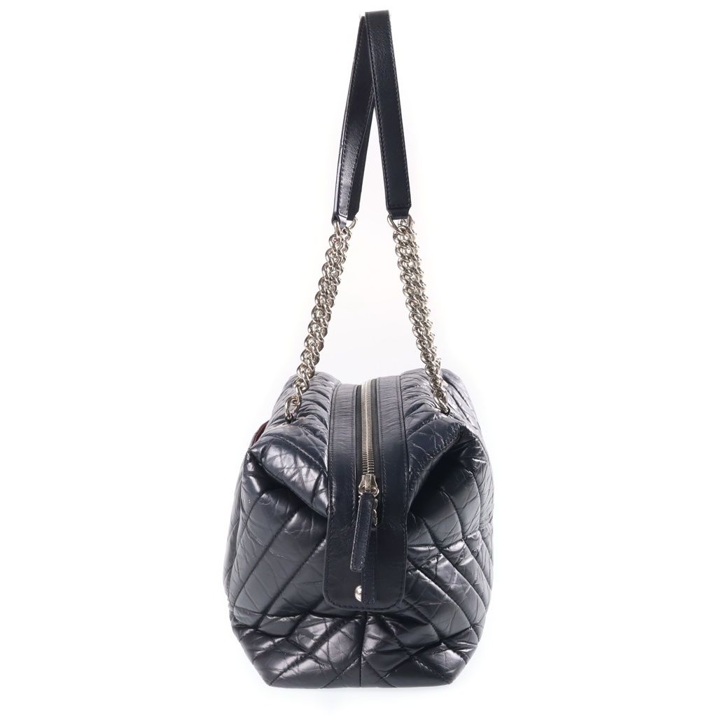 Chanel Cambon Chain Tote Bag V-stitch Leather CC Logo Black — view 3