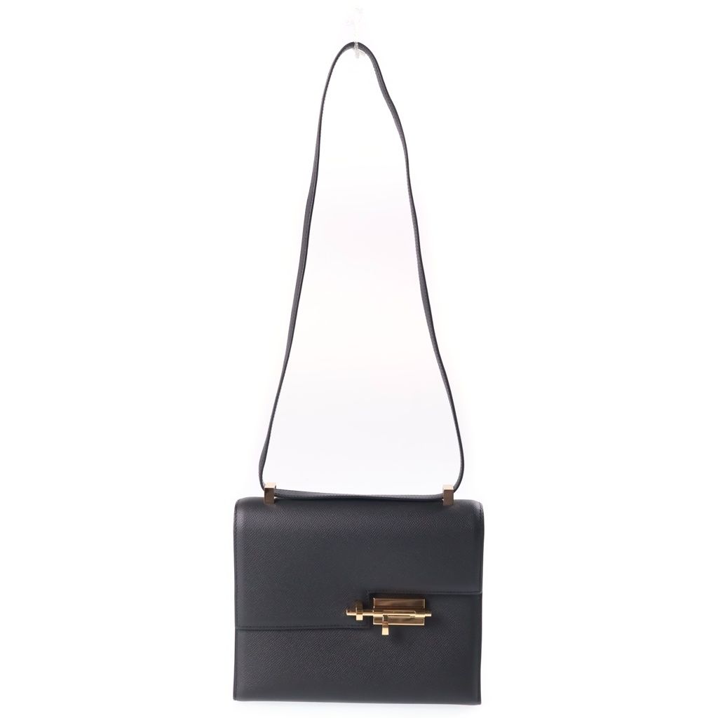 Hermes Epsom Gold Shoulder Bag Black