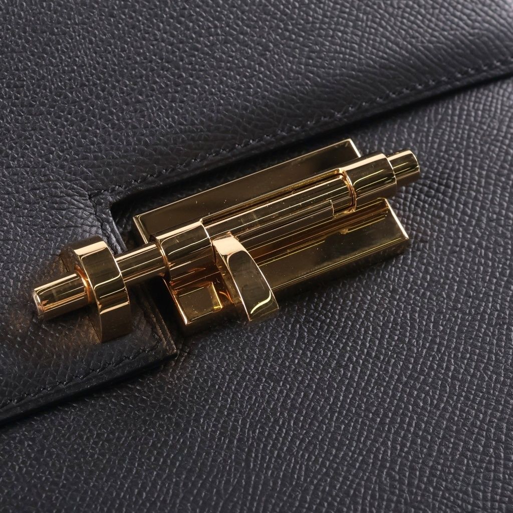 Hermes Epsom Gold Shoulder Bag Black — view 8