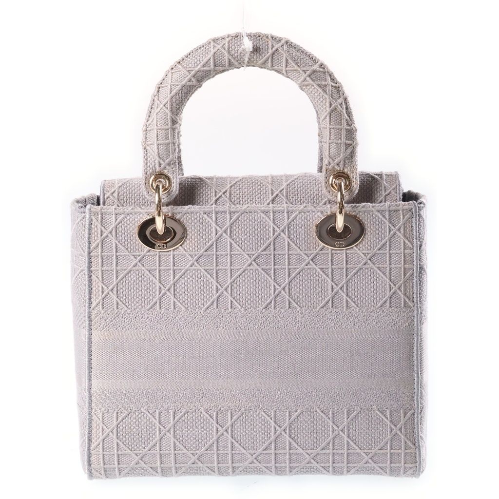 Dior Lady Delight Medium Canvas Gold 2-Way Shoulder Bag Gray — view 2