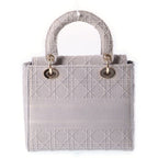 Dior Lady Delight Medium Canvas Gold 2-Way Shoulder Bag Gray — view 2
