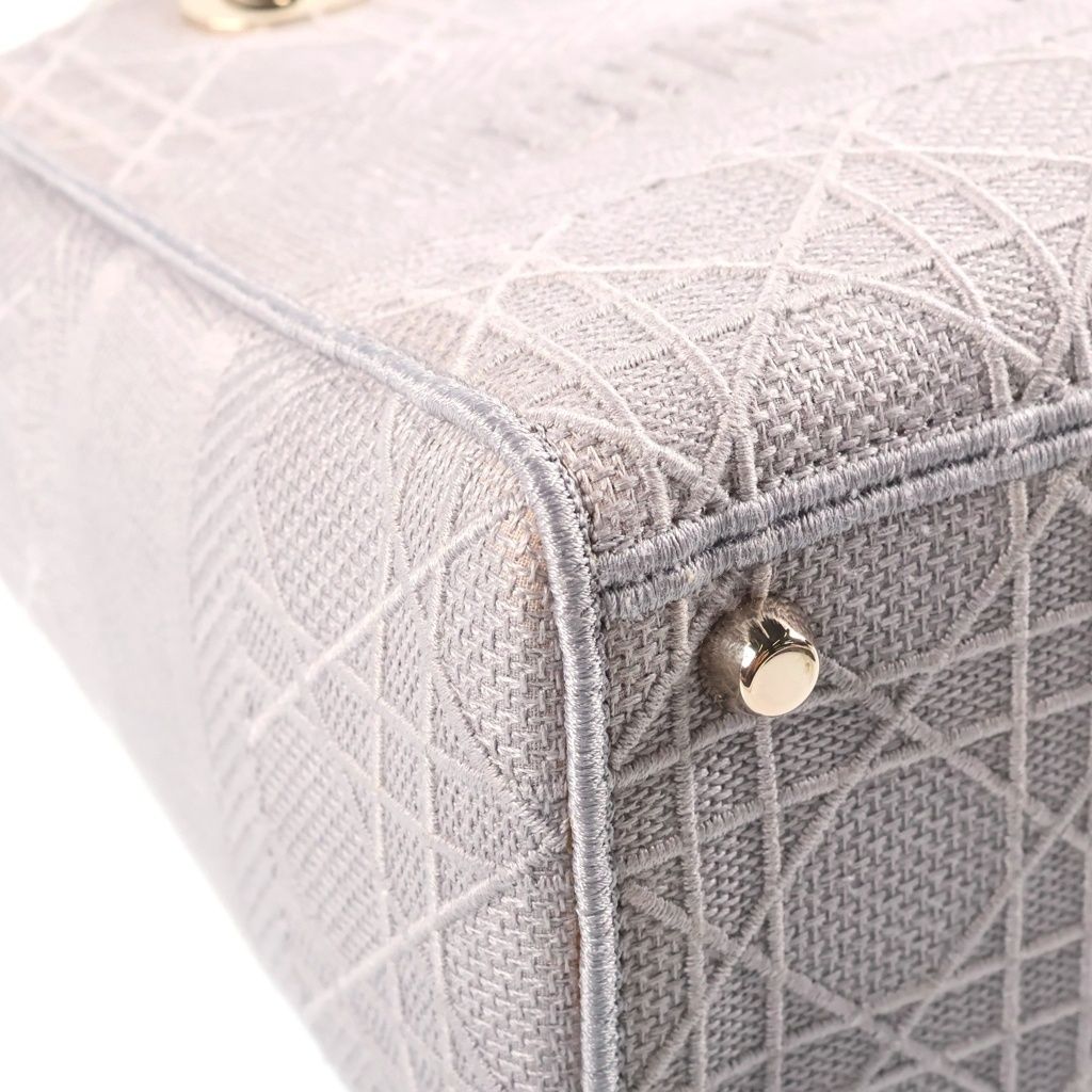Dior Lady Delight Medium Canvas Gold 2-Way Shoulder Bag Gray — view 5