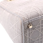 Dior Lady Delight Medium Canvas Gold 2-Way Shoulder Bag Gray — view 5