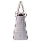 Dior Lady Delight Medium Canvas Gold 2-Way Shoulder Bag Gray — view 3