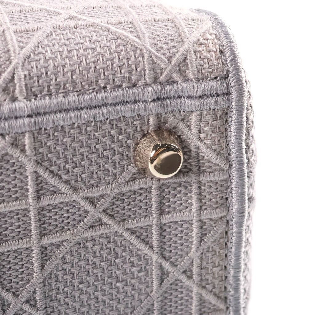 Dior Lady Delight Medium Canvas Gold 2-Way Shoulder Bag Gray — view 6