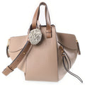 Loewe Hammock Small Taupe 2-Way Shoulder Bag Brown Leather Silver