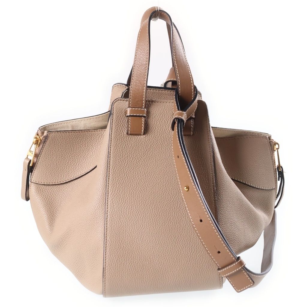 Loewe Hammock Small Taupe 2-Way Shoulder Bag Brown Leather Silver — view 2