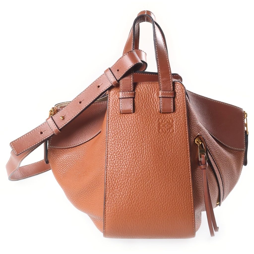 Loewe Hammock Mini 2-Way Shoulder Bag Brown Leather Gold