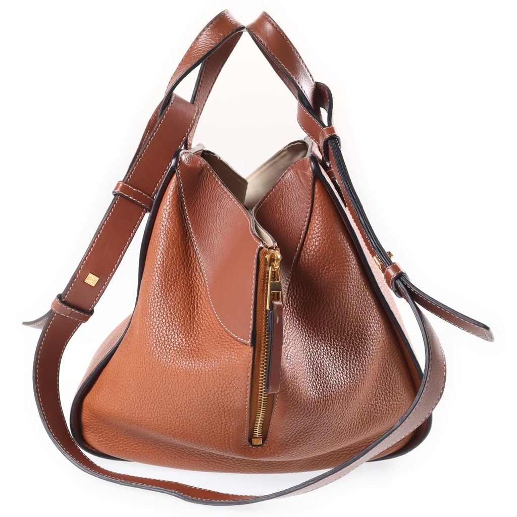 Loewe Hammock Mini 2-Way Shoulder Bag Brown Leather Gold — view 3