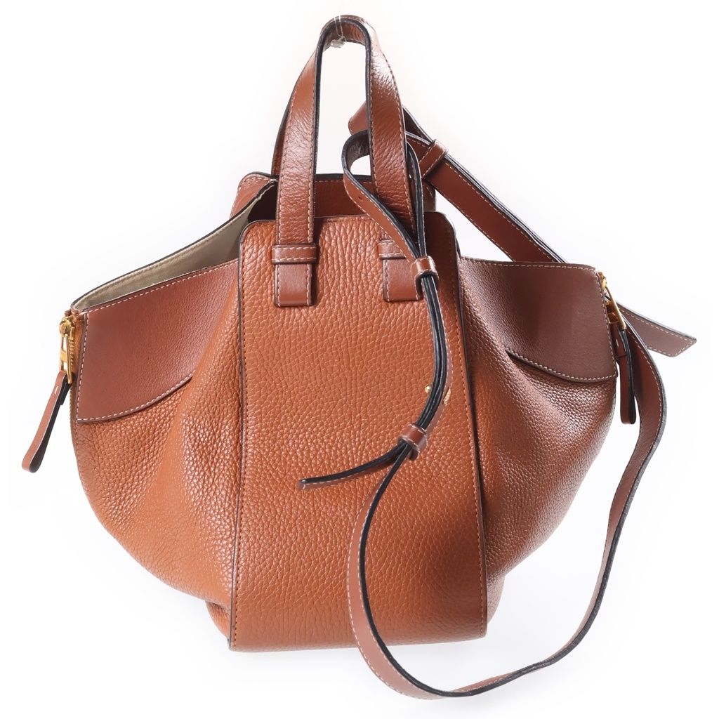 Loewe Hammock Mini 2-Way Shoulder Bag Brown Leather Gold — view 2