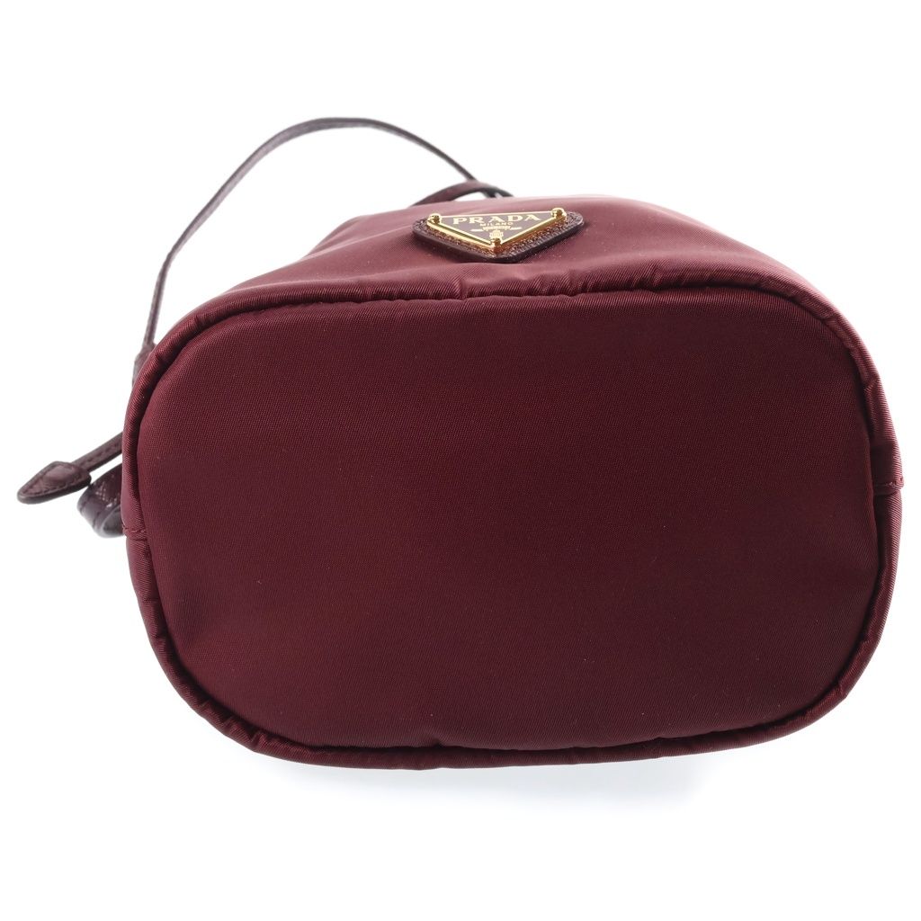 Prada Re-Nylon Triangle Logo Drawstring Pouch Mini Bag Bordeaux Wine — view 4