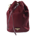 Prada Re-Nylon Triangle Logo Drawstring Pouch Mini Bag Bordeaux Wine