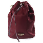 Prada Re-Nylon Triangle Logo Drawstring Pouch Mini Bag Bordeaux Wine