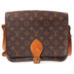 Louis Vuitton Monogram Cartouchiere GM Shoulder Bag Brown Leather Gold