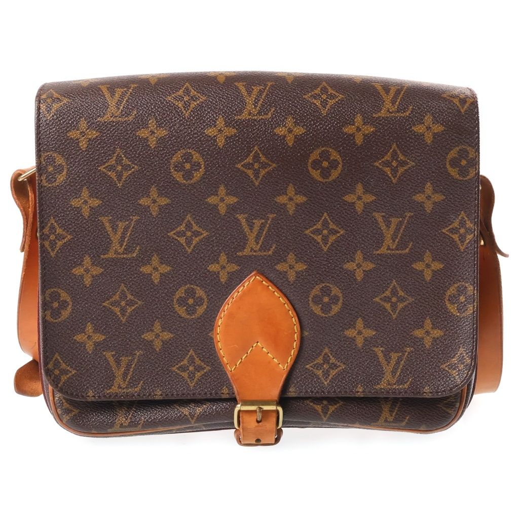 Louis Vuitton Monogram Cartouchiere GM Shoulder Bag Brown Leather Gold