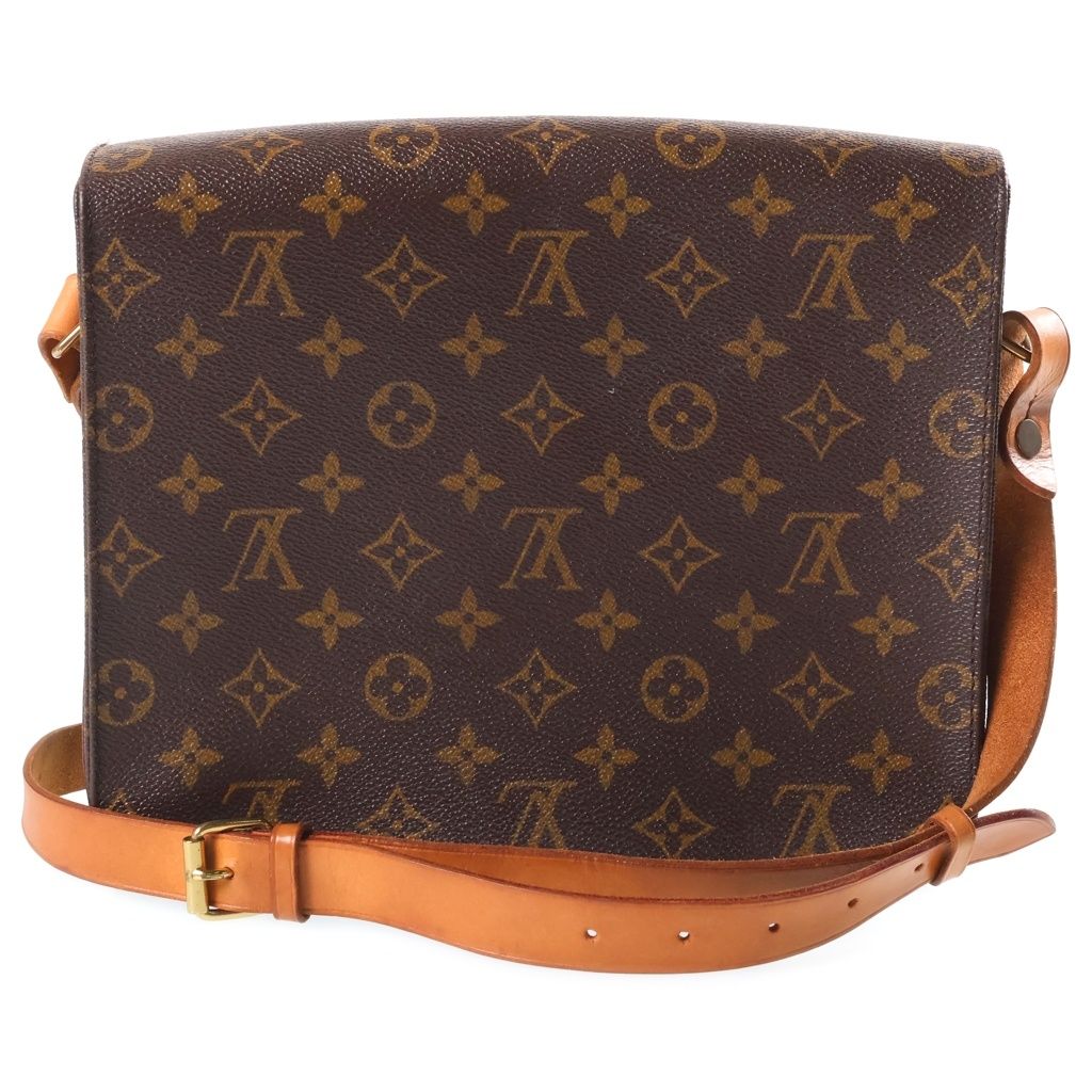 Louis Vuitton Monogram Cartouchiere GM Shoulder Bag Brown Leather Gold — view 2