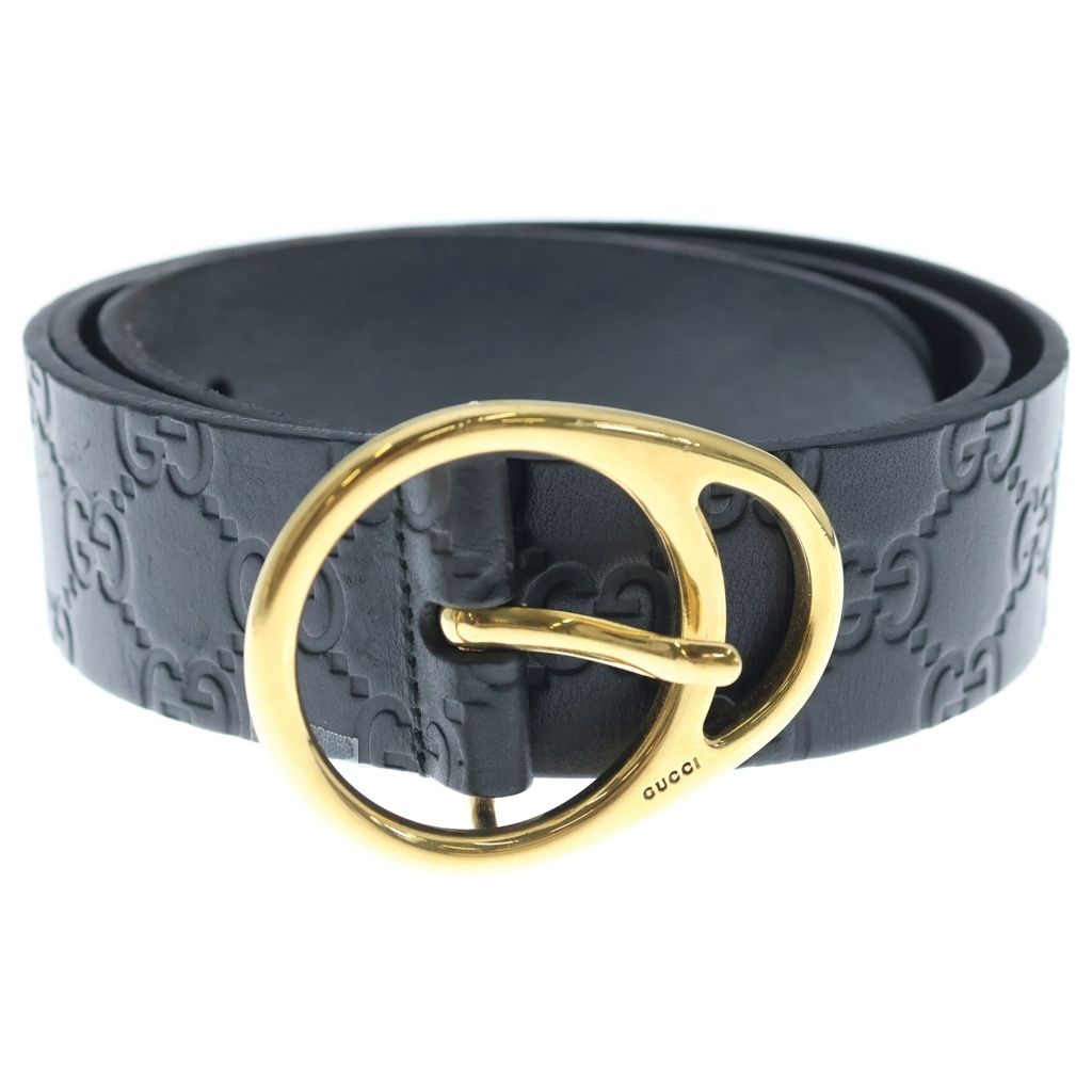 Gucci Guccissima Leather Belt Black Gold