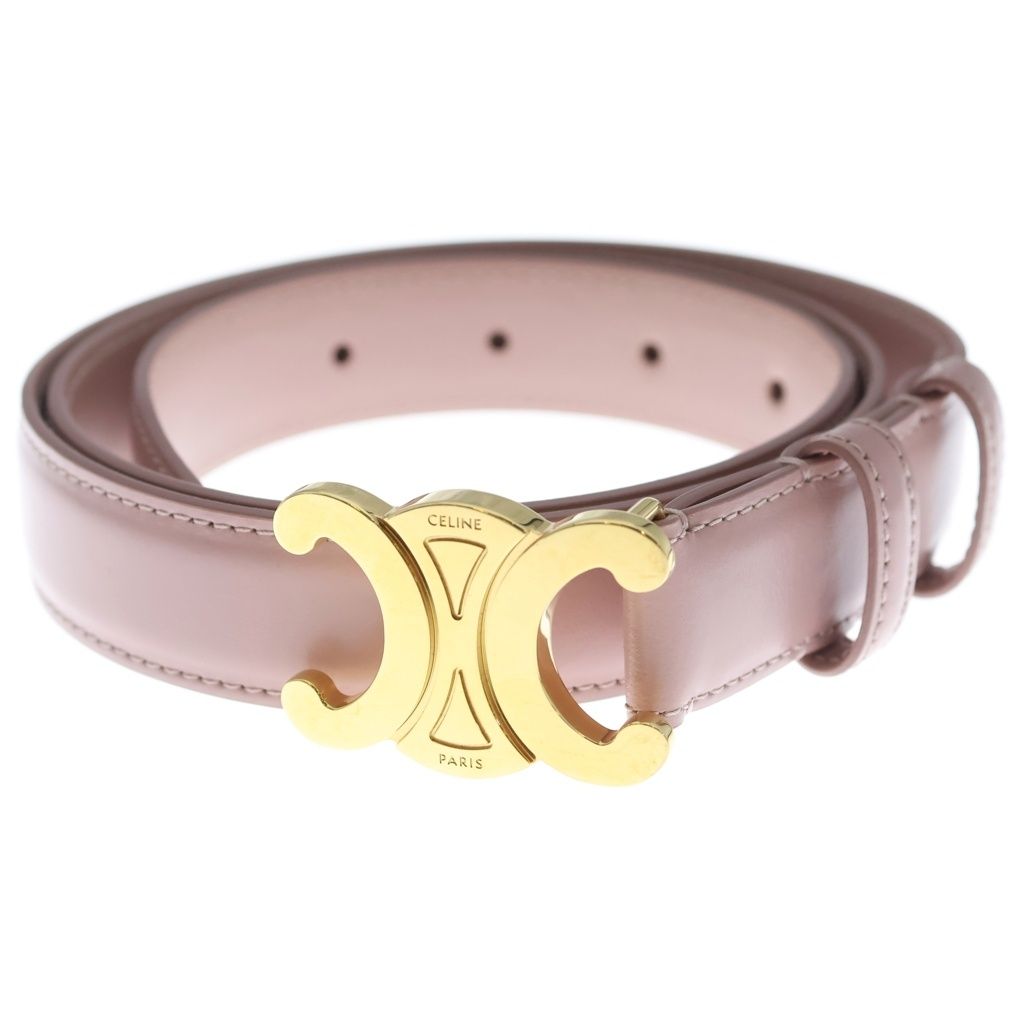 Celine Triomphe Leather Belt Pink Gold