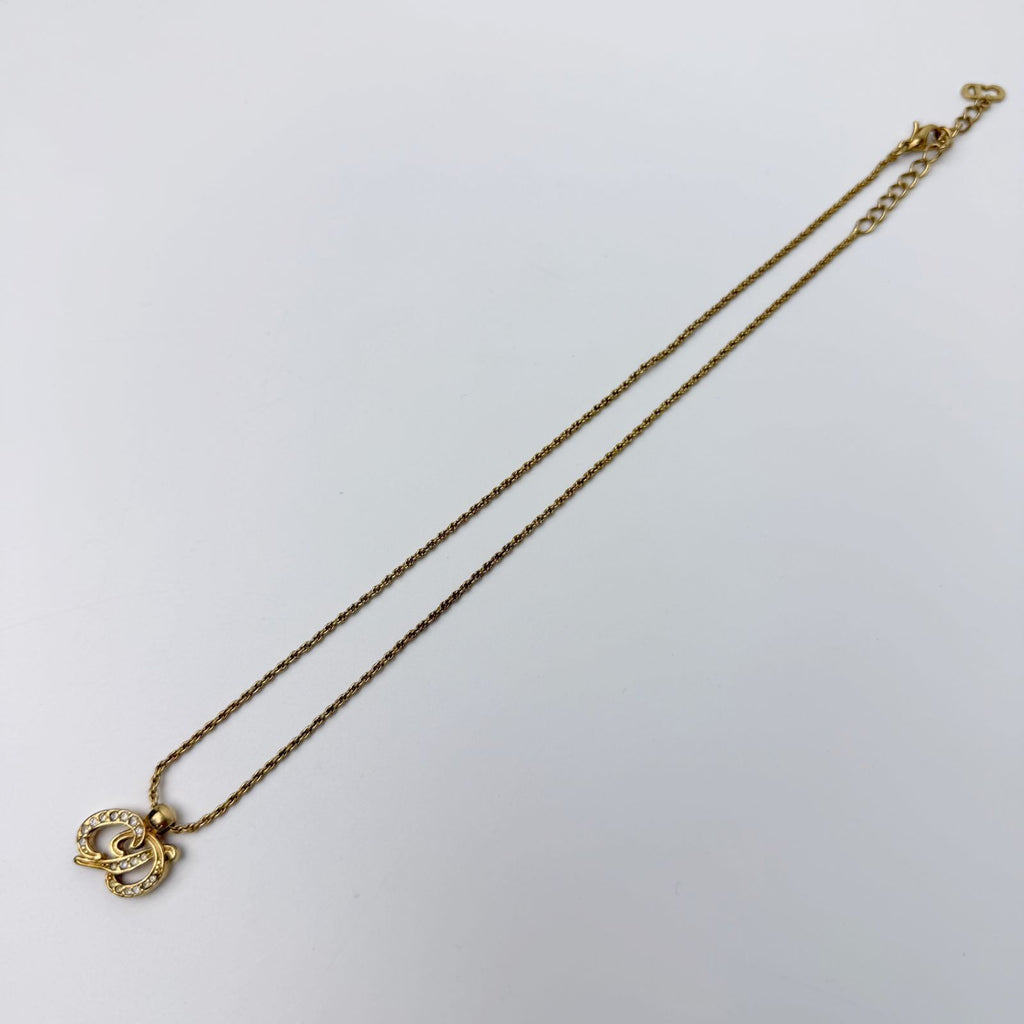 Dior CD Logo Knot Circle Necklace Plated Gold Vintage — view 2