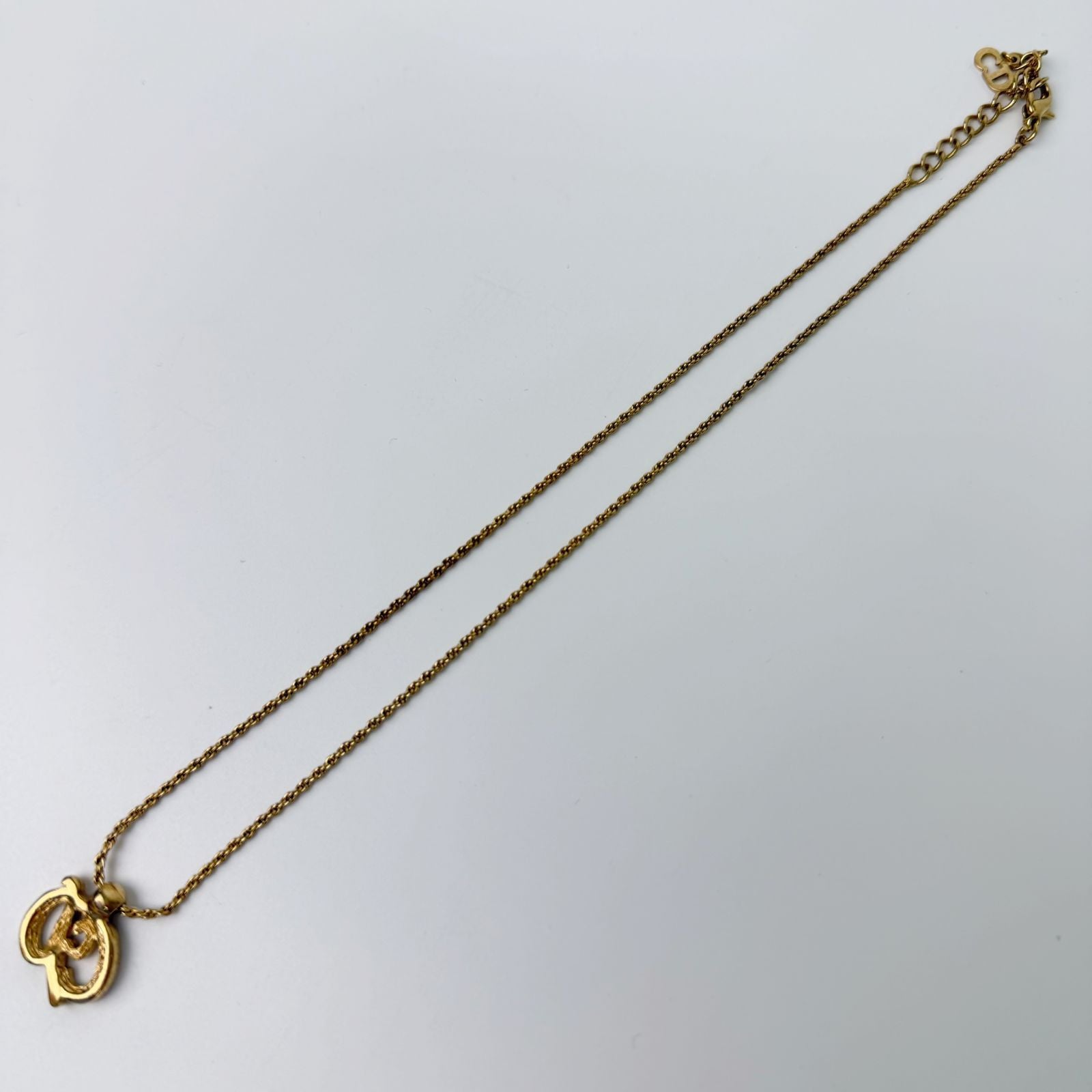 Dior CD Logo Knot Circle Necklace Plated Gold Vintage — view 3
