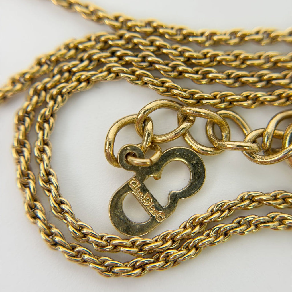 Dior CD Logo Knot Circle Necklace Plated Gold Vintage — view 5