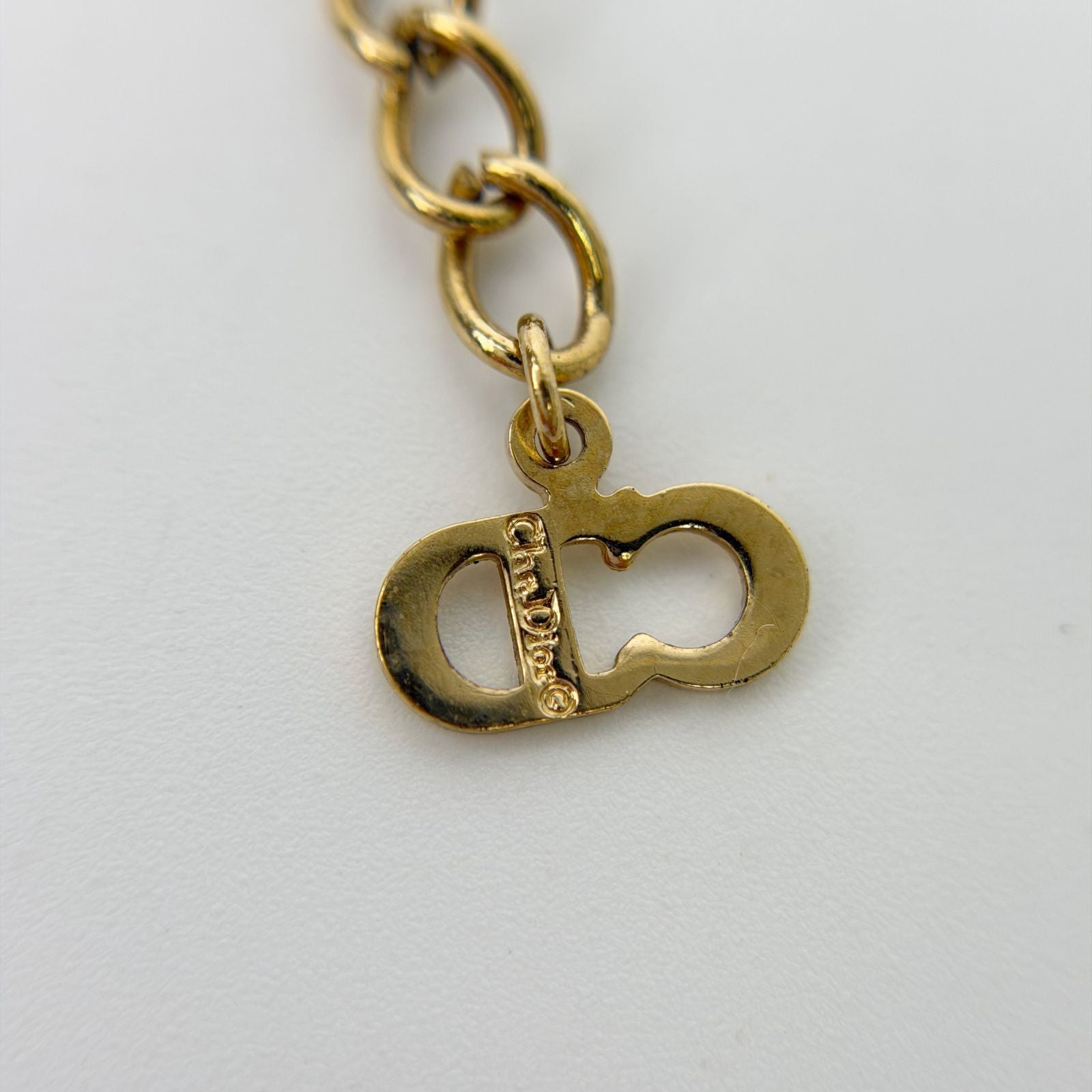 Dior CD Logo Knot Circle Necklace Plated Gold Vintage — view 7
