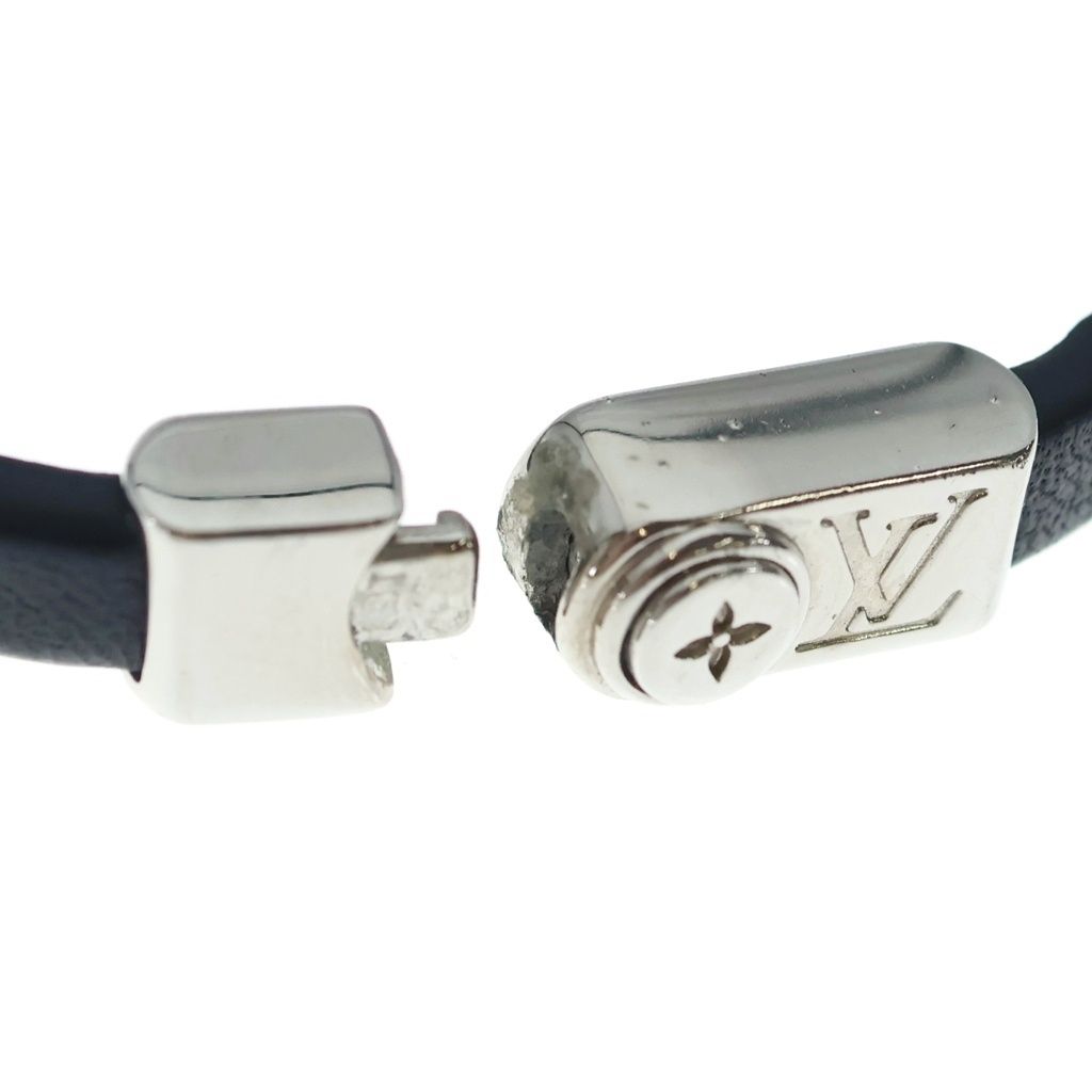 Louis Vuitton Bracelet Flower Edge Leather Black Silver — view 6