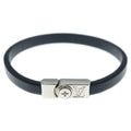Louis Vuitton Bracelet Flower Edge Leather Black Silver