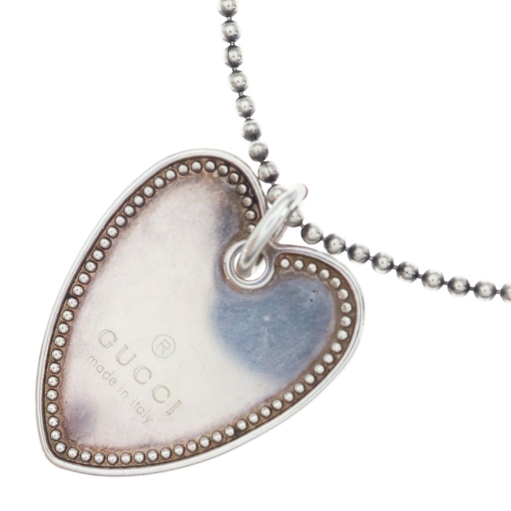 Gucci Heart Plate Necklace Ballchain Silver