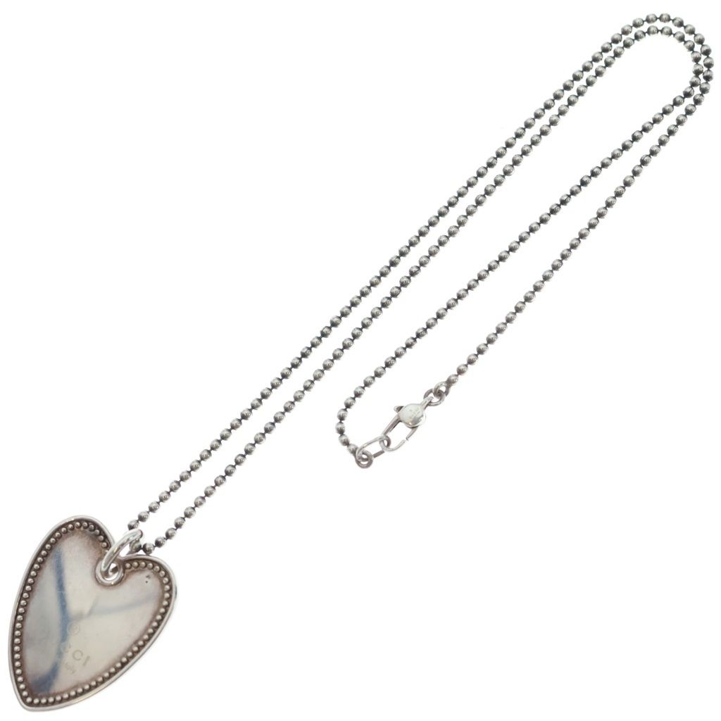 Gucci Heart Plate Necklace Ballchain Silver — view 2