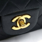 Chanel Quilted 25 Double Flap Chain Shoulder Bag Black Lambskin Gold — view 6