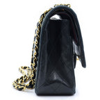 Chanel Quilted 25 Double Flap Chain Shoulder Bag Black Lambskin Gold — view 3