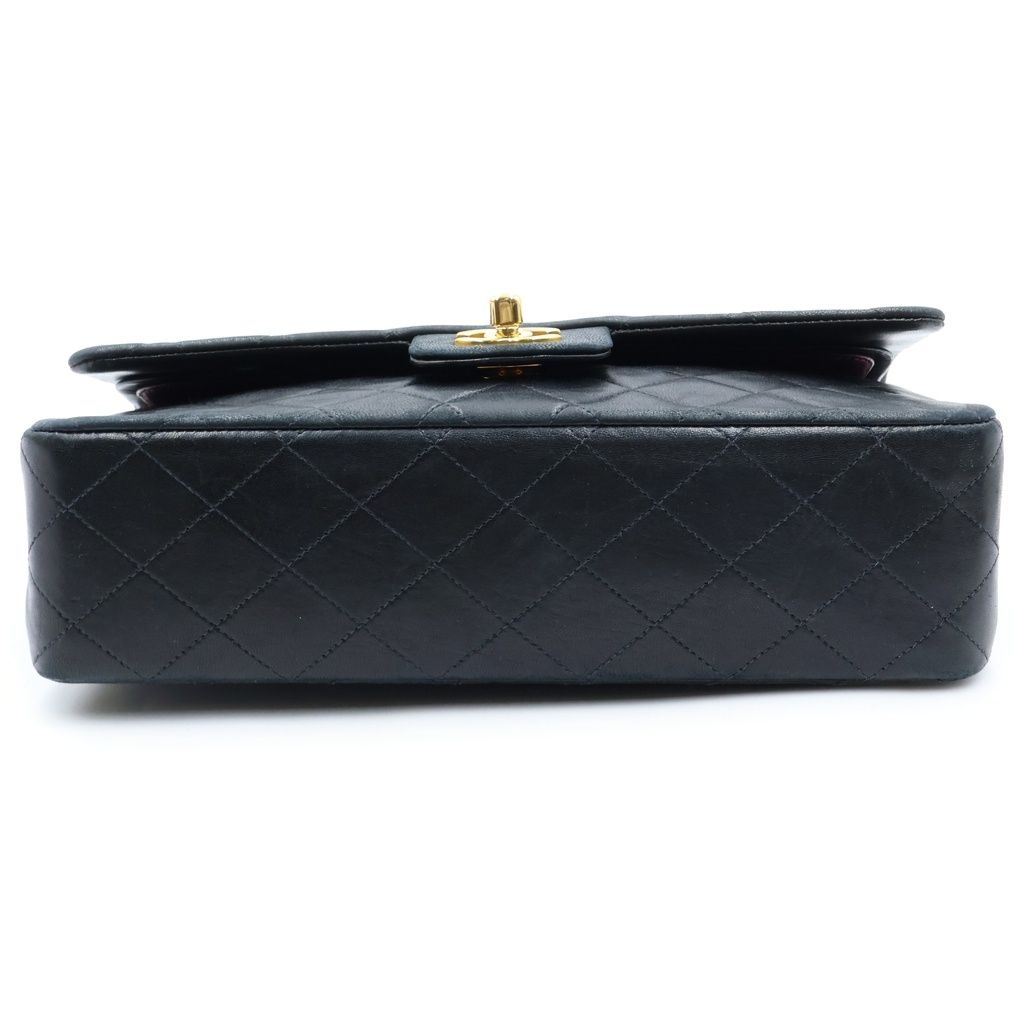 Chanel Quilted 25 Double Flap Chain Shoulder Bag Black Lambskin Gold — view 4