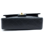 Chanel Quilted 25 Double Flap Chain Shoulder Bag Black Lambskin Gold — view 4